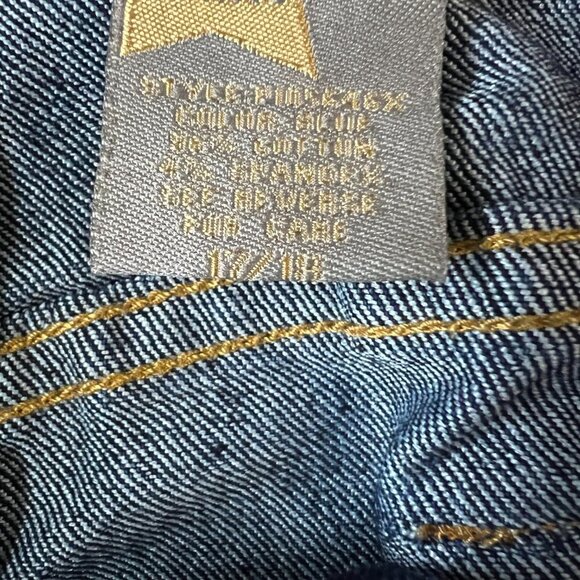 Crest Jeans Dark Wash Gold Embroidered Flap Pocket Jeans Sz 17/18 - Picture 7 of 13